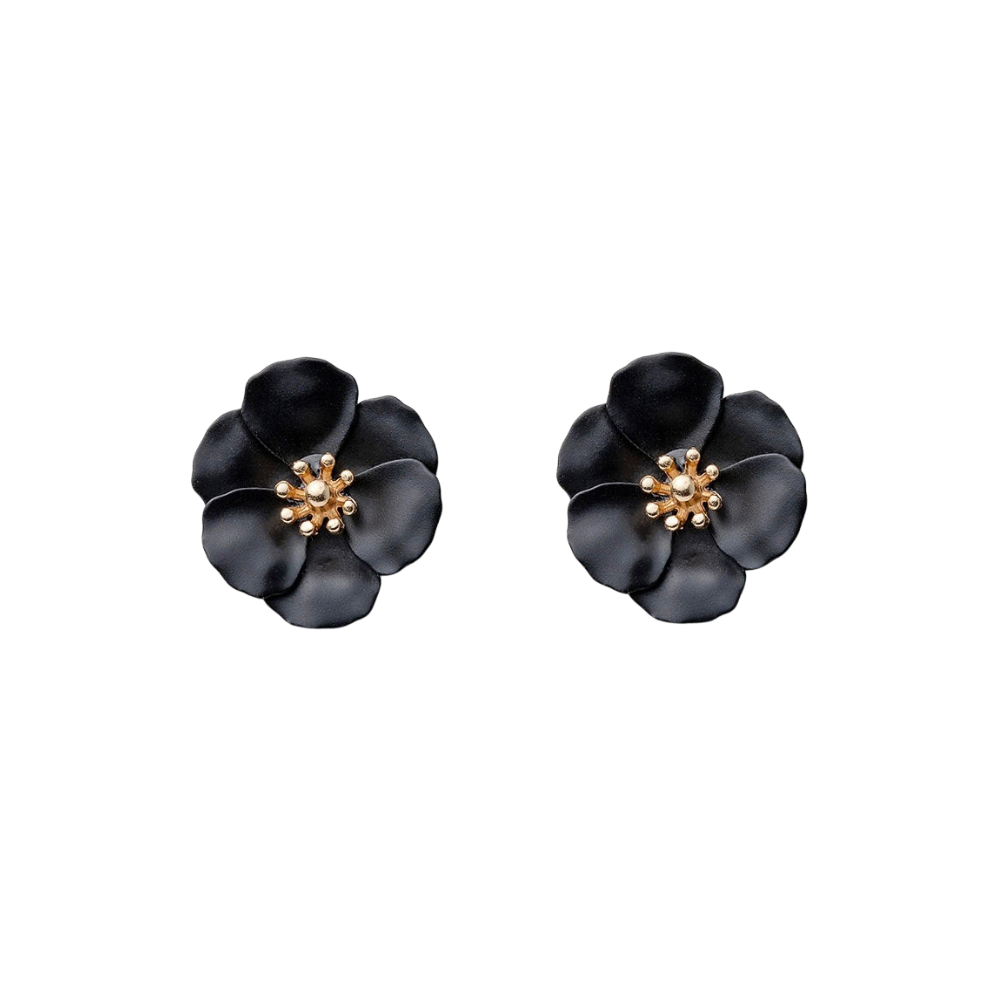 Flower ørestikker, small - Pearl Black